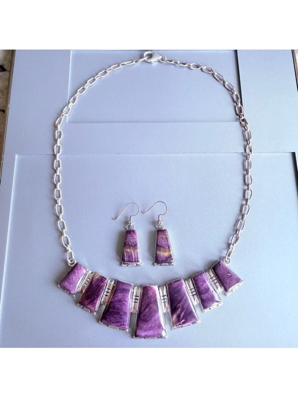 NAVAJO ROGER SKEET PURPLE SPINY OYSTER STERLING SILVER NATIVE AMERICAN N… - Picture 8 of 9